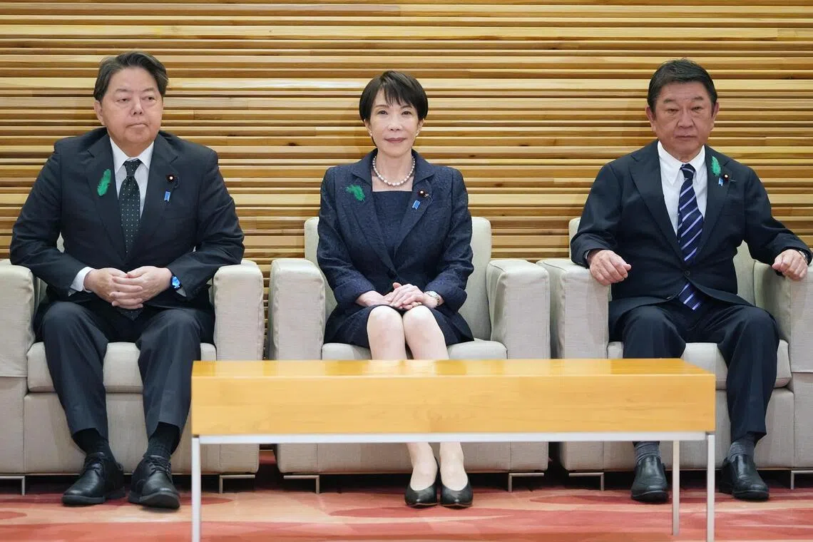 Prime Minister Sanae Takaichi attends a Cabinet meeting at the Prime Minister’s Office in Tokyo.
