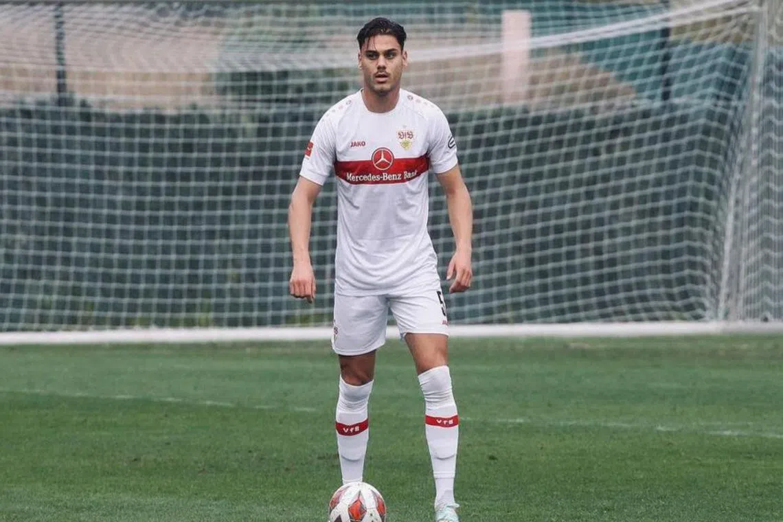 Konstantinos Mavropanos (above) steered the ball from near the right touch-line to beat his own goalkeeper Florian Mueller after a throw-in in the fourth minute. 