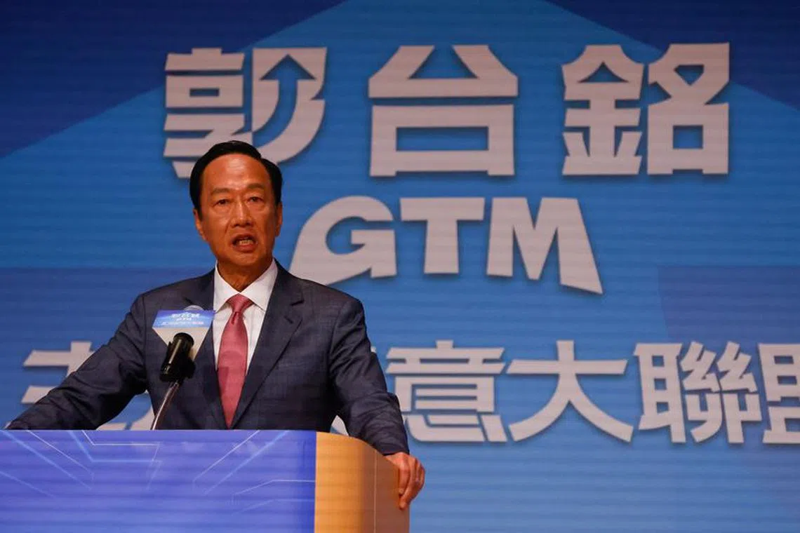 Terry Gou, Foxconn founder, announces his bid for Taiwan presidency during a press event in Taipei, Taiwan August 28, 2023. REUTERS/Ann Wang/File Photo