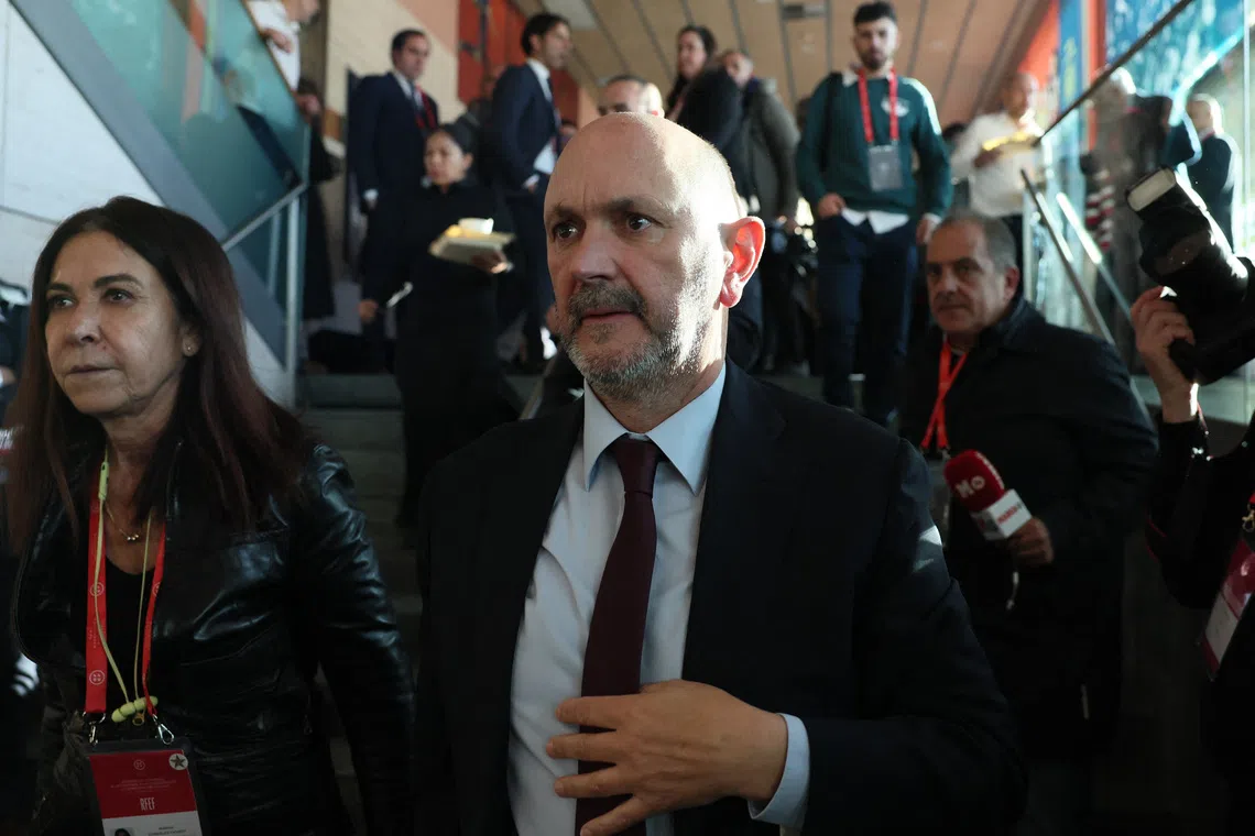 Soccer Football - Spain's Football Federation elects a new president - Ciudad del Futbol, Las Rozas, Spain - December 16, 2024 New Spanish Football Federation president Rafael Louzan after being elected REUTERS/Isabel Infantes