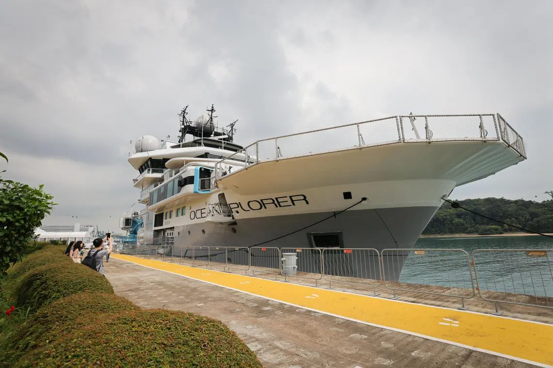 ctnocean06 ST20240306_202434316731 Ong Wee Jin / Cheryl Tan / 

Exterior of the OceanXplorer.

Tour of the OceanXplorer, a research vessel which essentially helps to study reefs and deep sea areas that can be difficult to access, March 6, 2024.