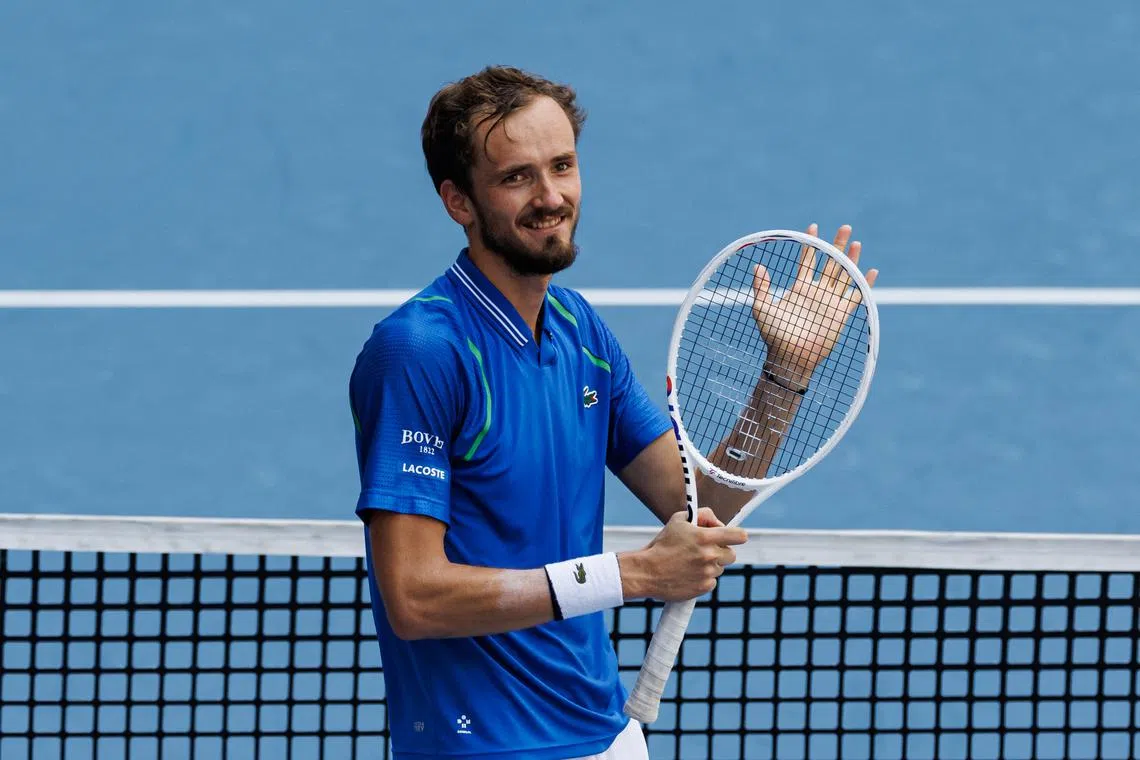Daniil Medvedev celebrates his victory over Jannik Sinner.