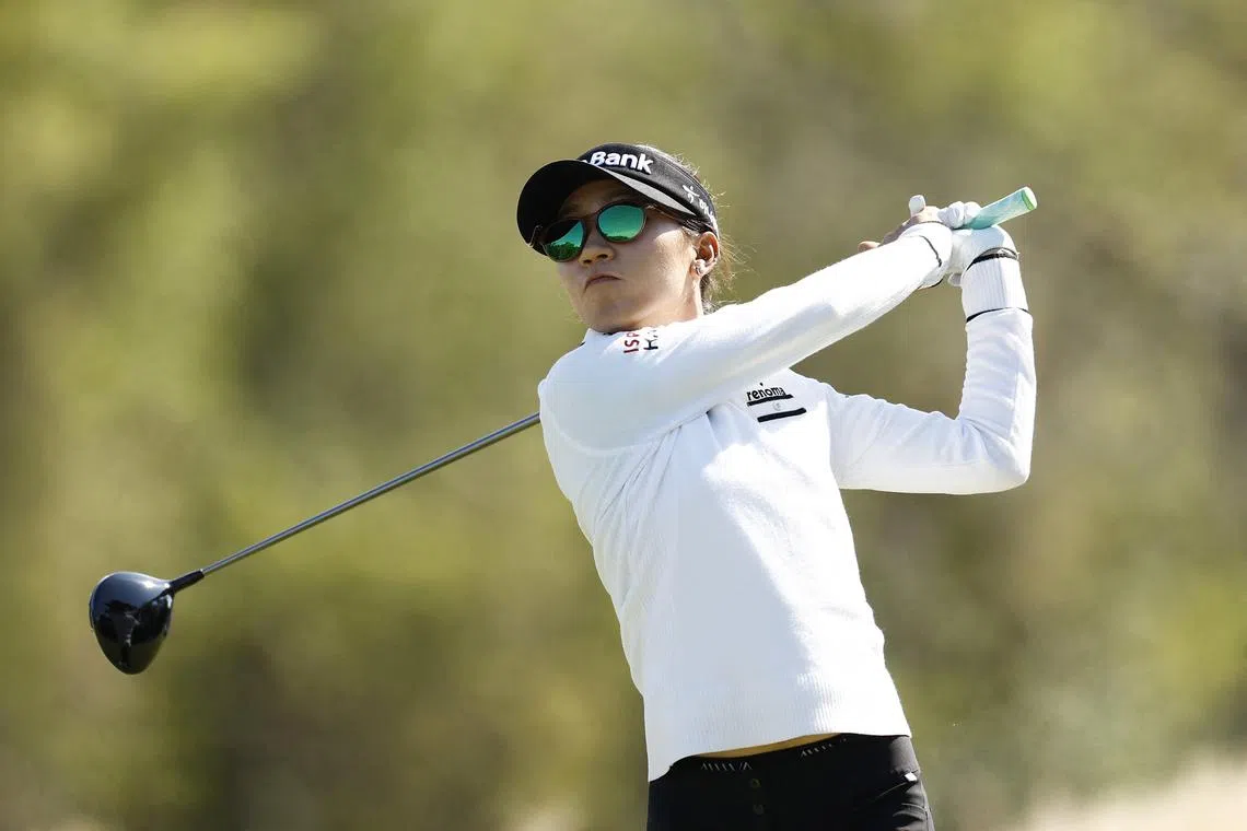New Zealand's Lydia Ko plays her shot from the third tee during the first round of the CME Group Tour Championship at Tiburon Golf Club on Nov 17, 2022 in Naples, Florida.