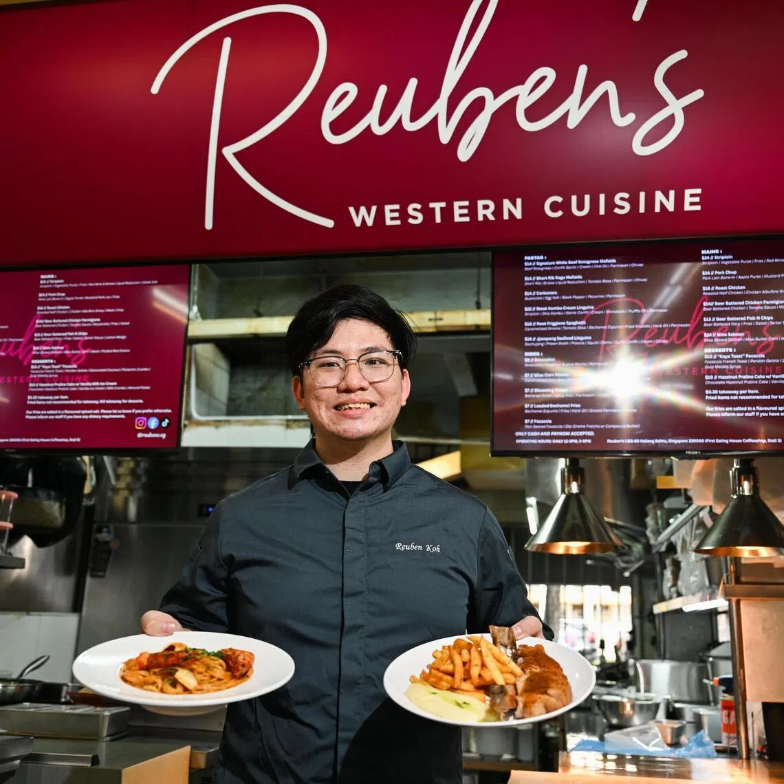 Reuben Koh opened Reuben’s at a coffee shop  in Kallang Bahru, where he serves restaurant-.