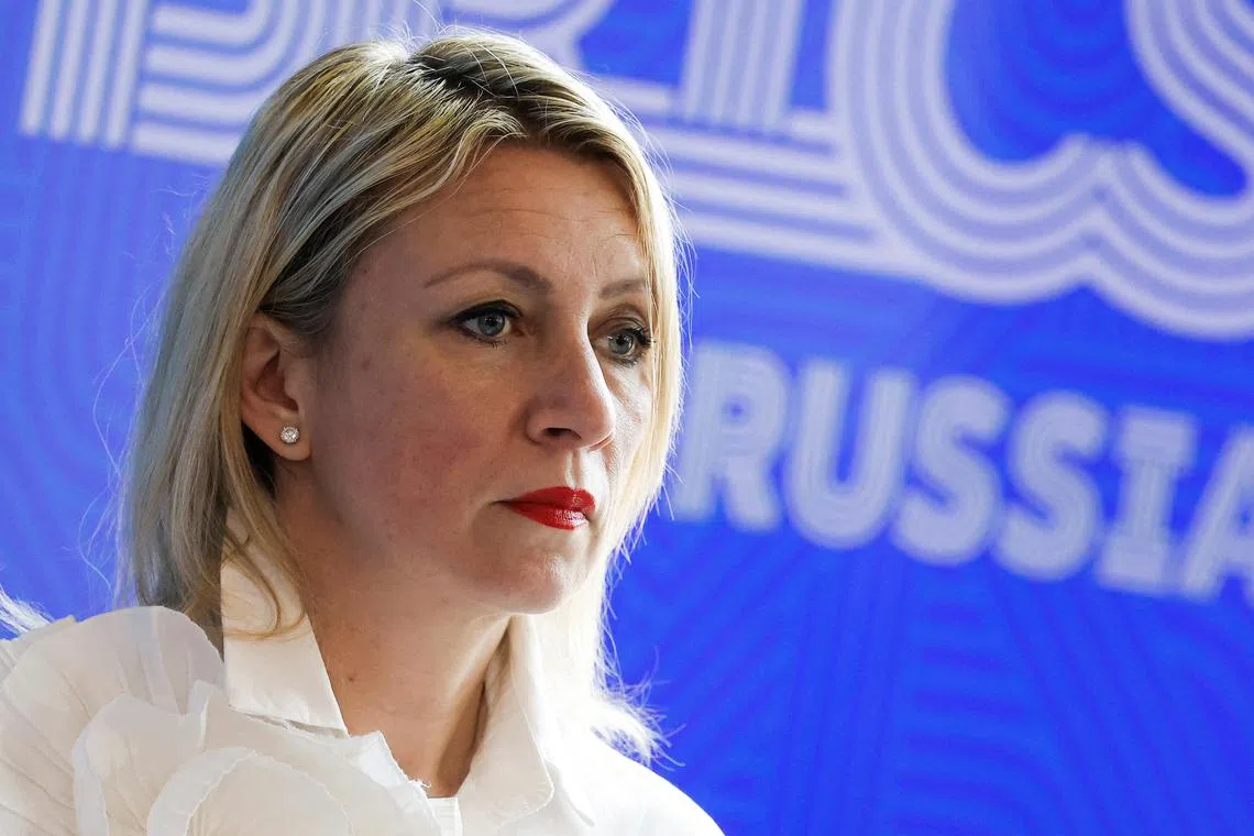 Spokeswoman of Russian Foreign Ministry Maria Zakharova attends a press conference held by Foreign Minister Sergei Lavrov on the sidelines of a meeting of foreign ministers of the BRICS group of nations in the city of Nizhny Novgorod, Russia June 11, 2024. REUTERS/Maxim Shemetov