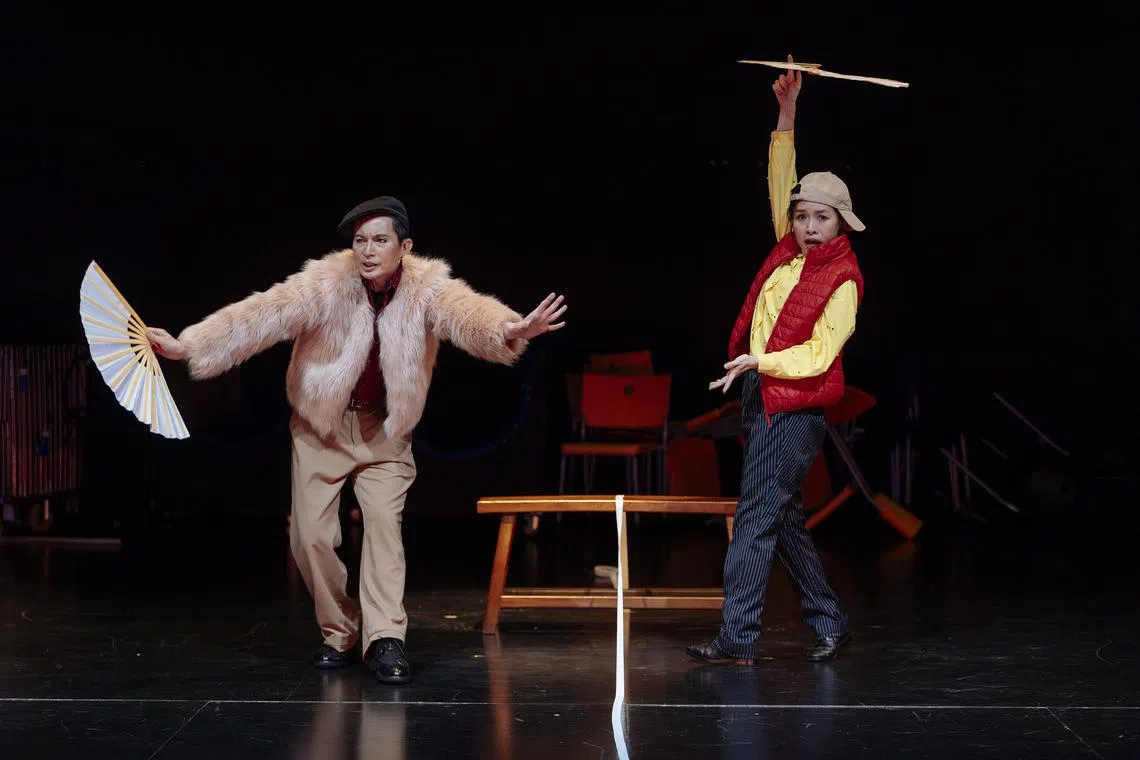 Nelson Chia and Mia Chee have an easy chemistry and show off their physical comedy skills in Waiting For Audience.