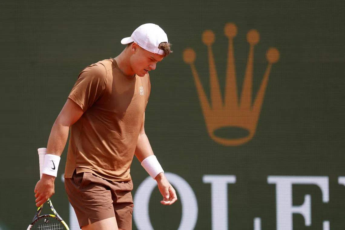 Denmark's Holger Rune during his first-round match against Nuno Borges of Portugal.