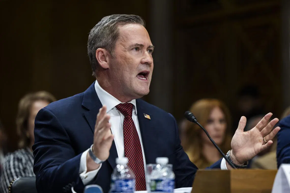 Former US national security adviser Mike Waltz testifying at a July 15 Senate confirmation hearing, after US President Donald Trump nominated him to be US ambassador to the UN.