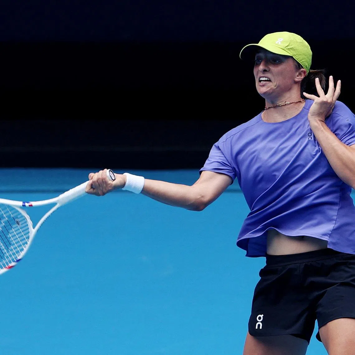 Tennis - Australian Open - Melbourne Park, Melbourne, Australia - January 15, 2026 Poland's Iga Swiatek during practice REUTERS/Edgar Su