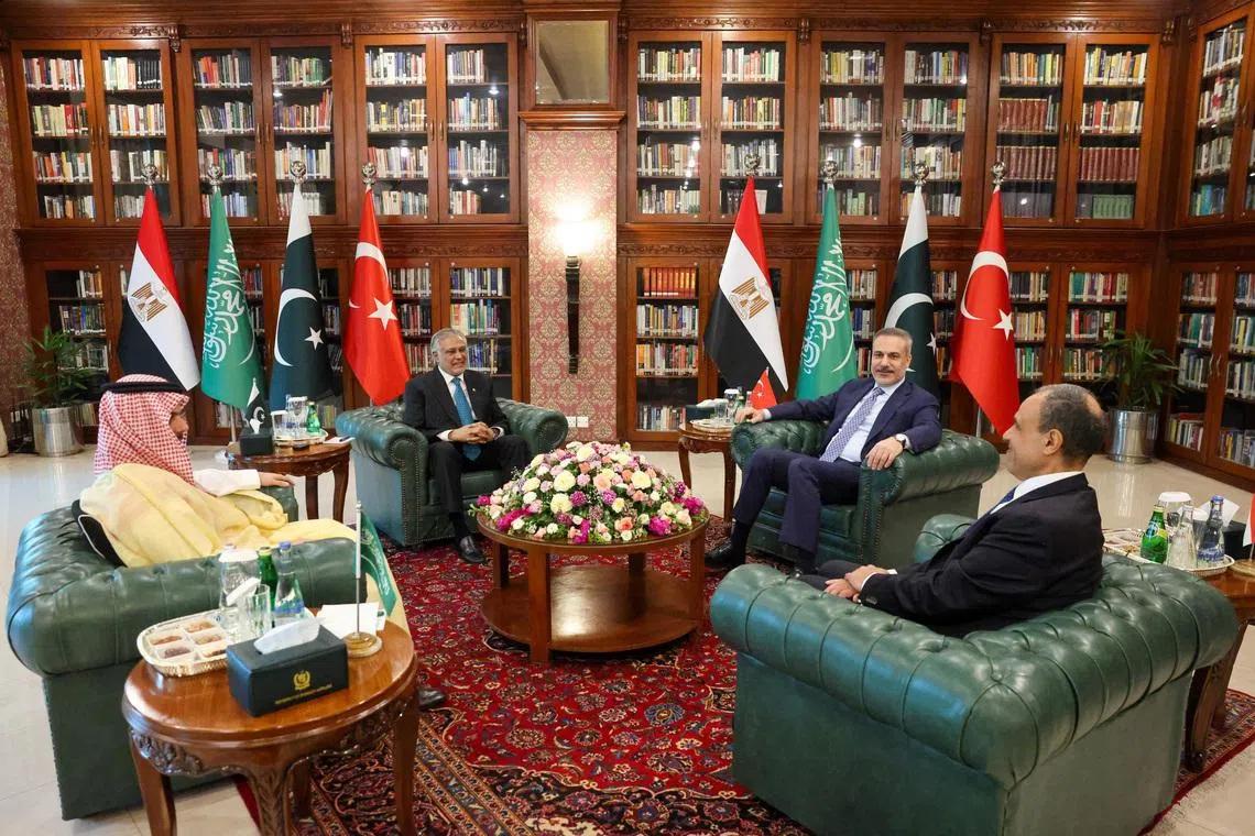 Foreign ministers from Turkey, Egypt and Saudi Arabia landed in Islamabad for the talks on March 29.