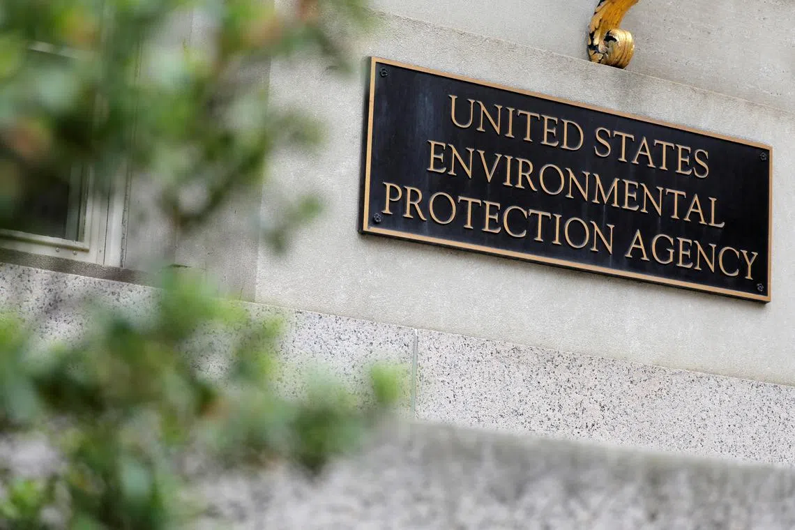 FILE PHOTO: Signage is seen at the headquarters of the United States Environmental Protection Agency (EPA) in Washington, D.C., U.S., May 10, 2021. REUTERS/Andrew Kelly/File Photo