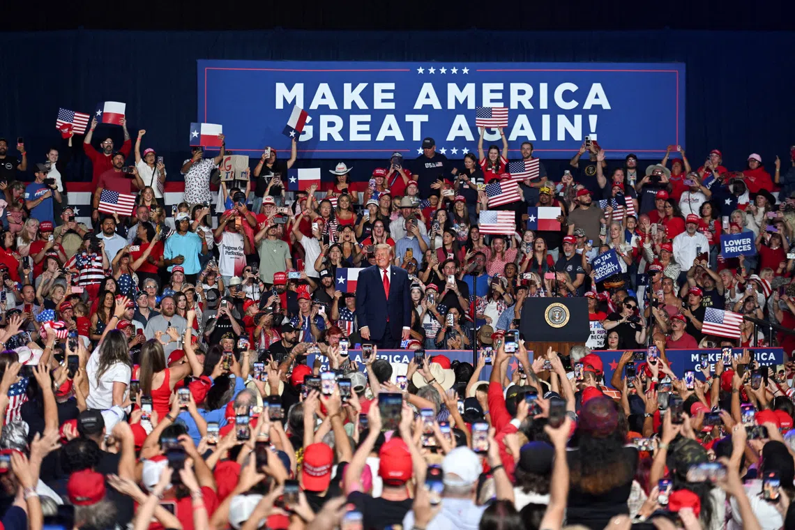 US President Donald Trump campaigns ahead of the midterms, in San Antonio, Texas, US, on Oct 7.