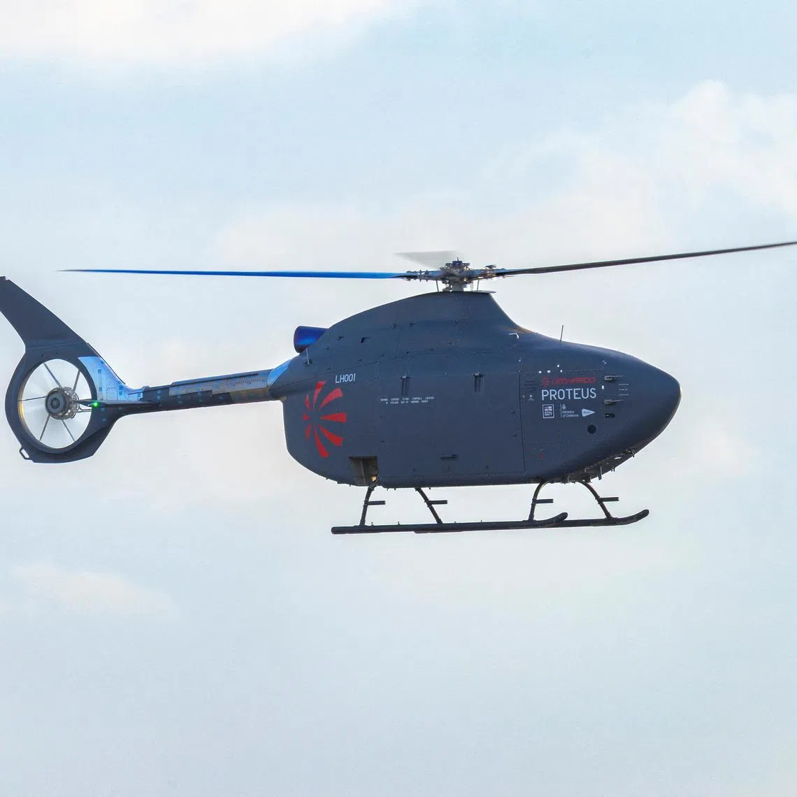 Proteus, Britain’s first full-sized autonomous helicopter, completing its maiden flight in Cornwall.
