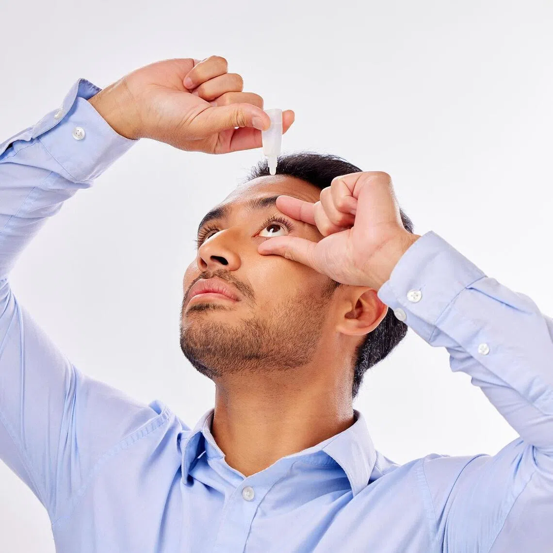 Use preservative-free eyedrops four times a day or more to wash away allergens.