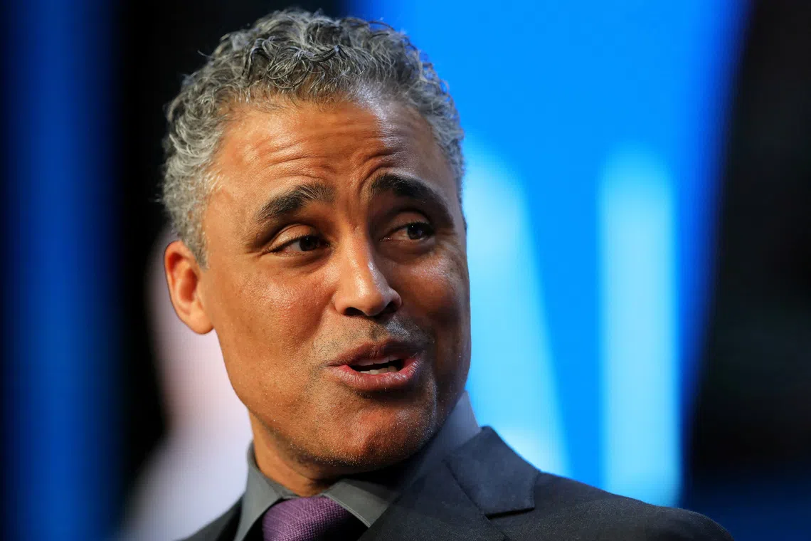 FILE PHOTO: Rick Fox, three-time NBA Champion and founding partner of Vision Venture Partners, speaks during the Milken Institute Global Conference in Beverly Hills, California, U.S., May 3, 2017. REUTERS/Mike Blake/File Photo