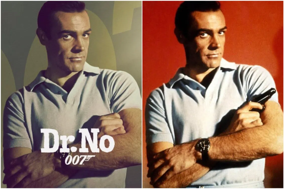 In promotional artwork for Dr No (1962), the gun once held in Sean Connery’s crossed arms was noticeably missing.