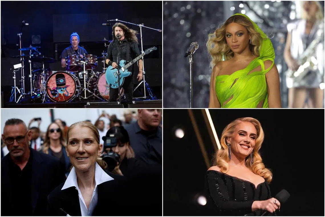 (Clockwise from top left) Foo Fighters, Beyonce, Adele and Celine Dion are among artistes who have asked Mr Donald Trump to stop using their music.