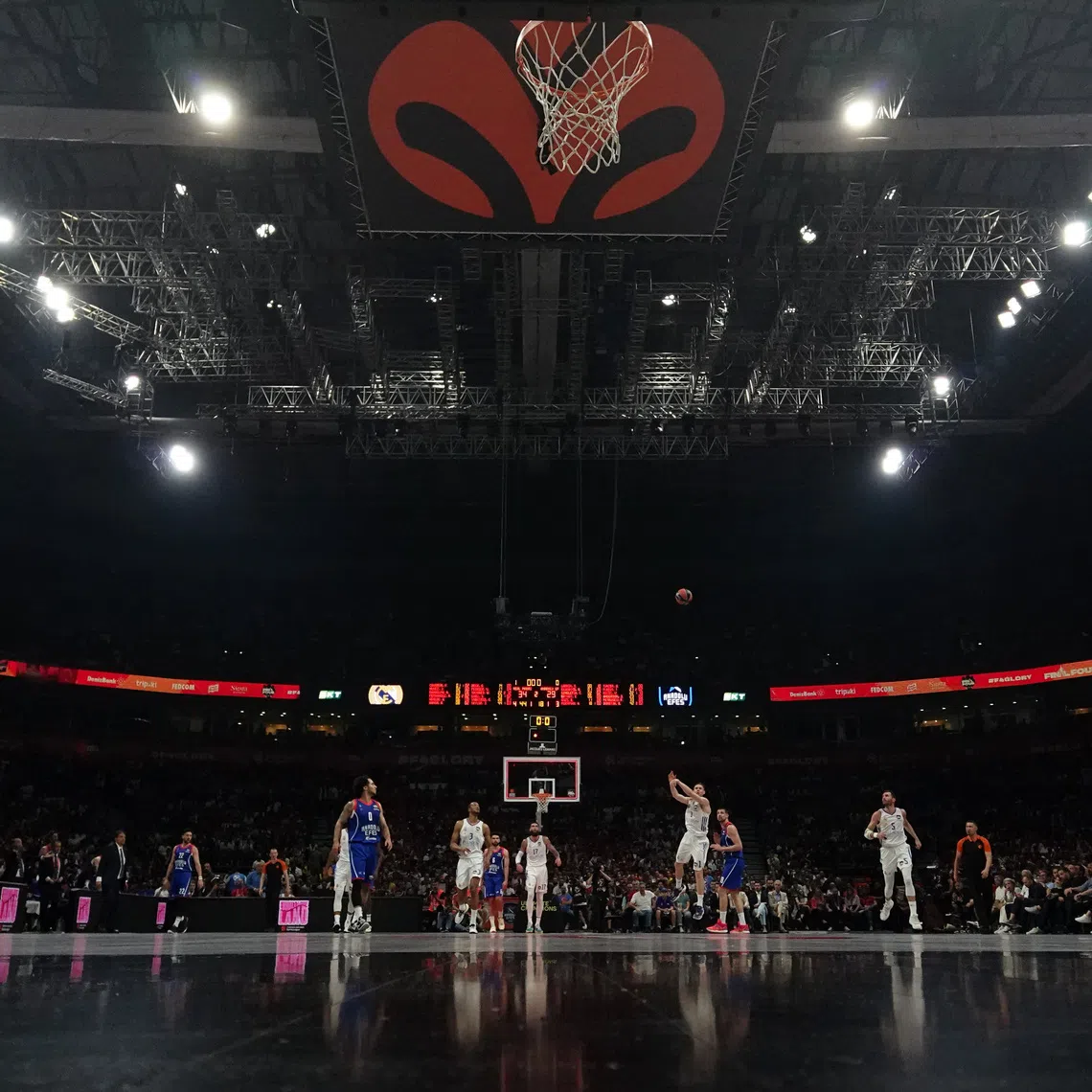 A general view of the Euroleague final between Real Madrid and Anadolu Efes in Serbia in May 2022.
