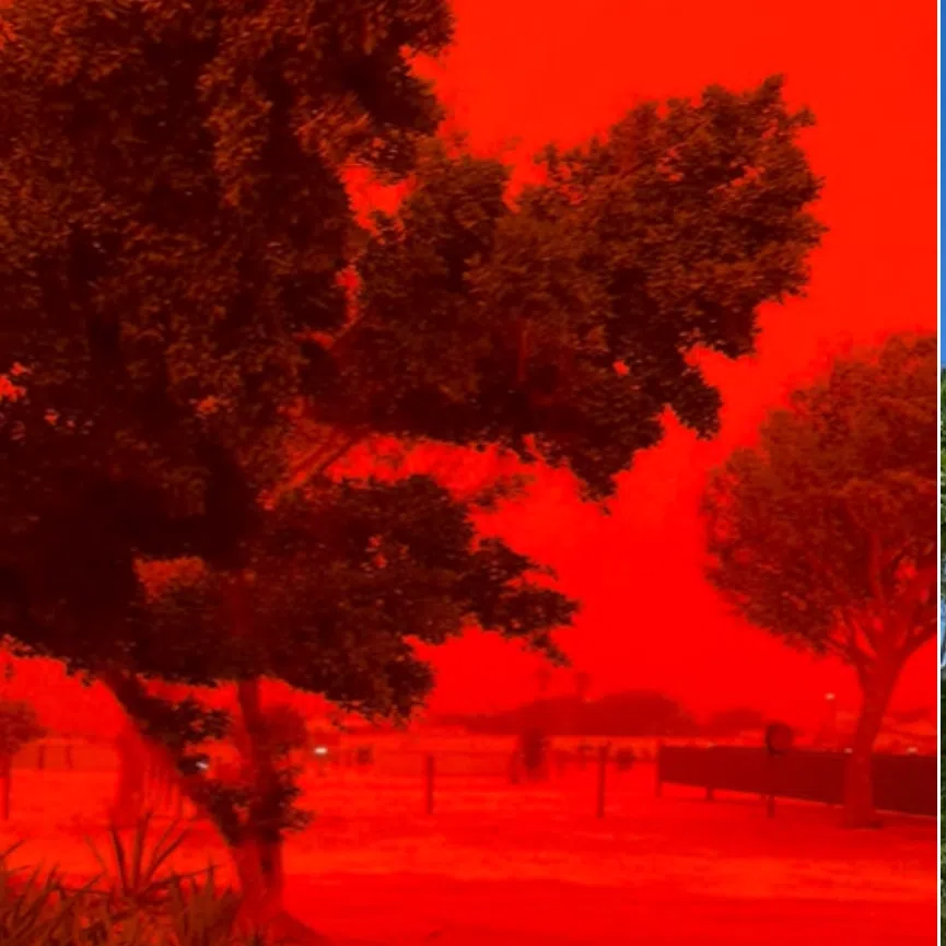 At the Shark Bay Caravan Park in Denham, the sky glowed bright red on March 27 and drew out curious residents to gaze at the dazzling display, according to a video shared by the park.