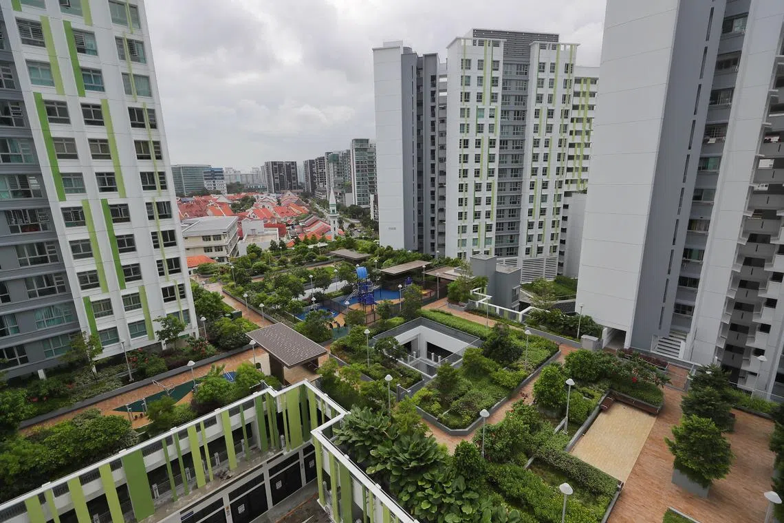 The rooftop garden on the fourth floor above the multi-storey carpark at Alkaff Vista at the new Bidadari estate, on 4 January 2020.
