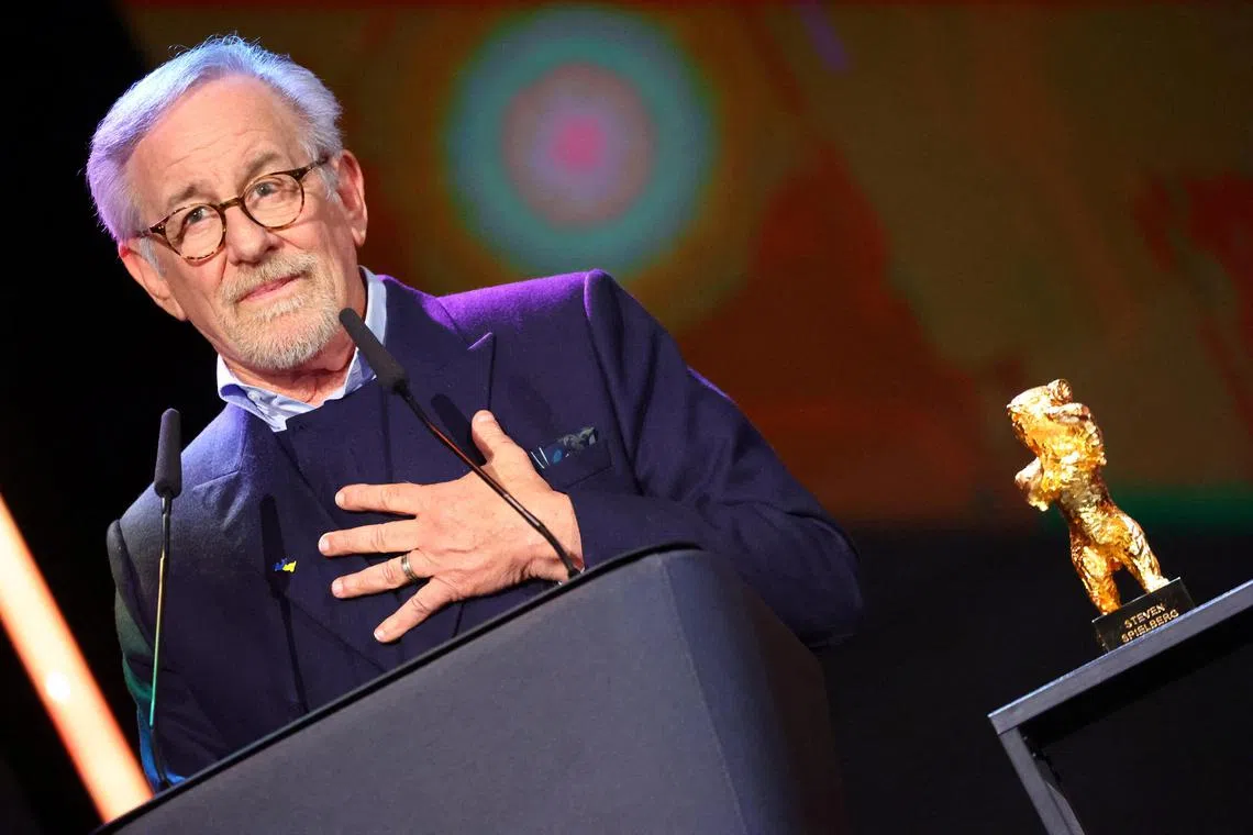Director Steven Spielberg wins the Honorary Golden Bear Award for Lifetime Achievement at the 73rd Berlinale International Film Festival.