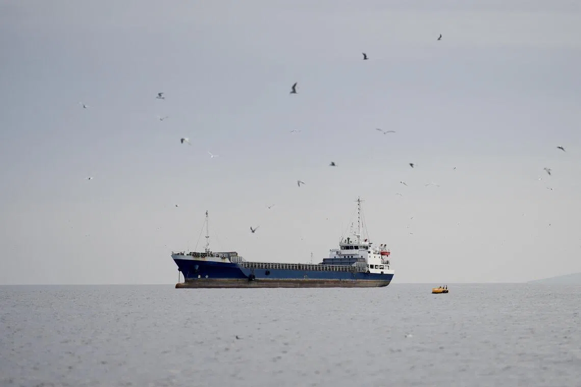 A vessel at the Strait of Hormuz, off the coast of Oman’s Musandam province, on April 12. 