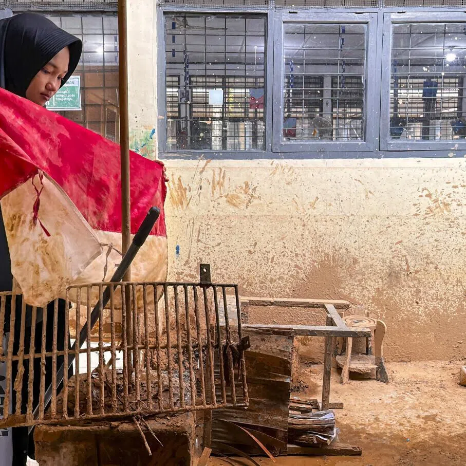 Children parts of Sumatra are still studying in tents months after floods struck the Indonesian island.