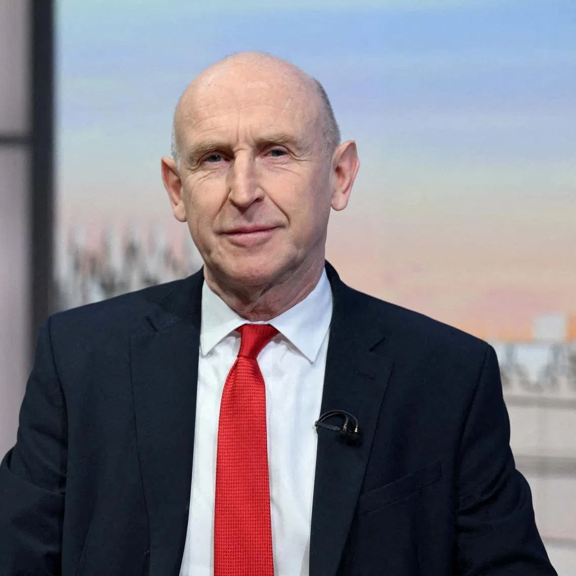 FILE PHOTO: Britain's Defence Secretary John Healey appears on the BBC's programme, Sunday with Laura Kuenssberg in London, Britain, March 1, 2026. JEFF OVERS/BBC/Handout via REUTERS/File Photo