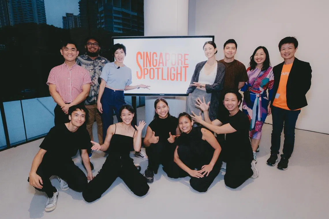 Singapore Spotlight team with artists during the initiative's launch at *Scape.