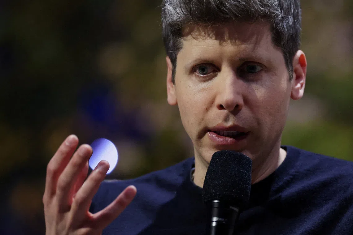 FILE PHOTO: OpenAI CEO Sam Altman speaks at Dreamforce 2026 summit in San Francisco, California, U.S., September 15, 2026. REUTERS/Carlos Barria/File Photo