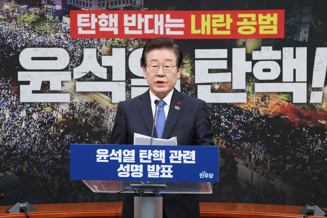 South Korean opposition leader Lee Jae-myung called Mr Yoon’s remarks “a declaration of war” against the people.