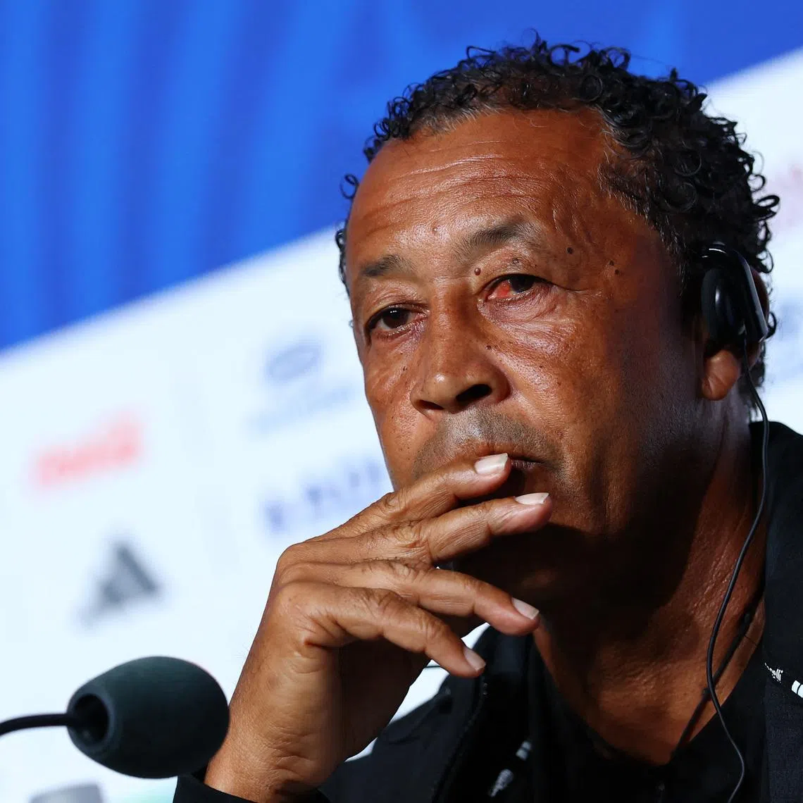 Soccer Football - FIFA World Cup 2026 - Cape Verde Press Conference - Atlanta Stadium, Atlanta, Georgia, U.S. - June 14, 2026 Cape Verde coach Pedro Brito during the press conference REUTERS/Bernadett Szabo