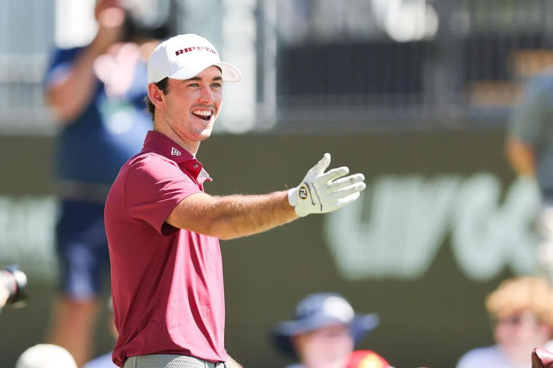 LIV Golf rookie Elvis Smylie of Australia jumped from 133rd in the rankings to 77th after winning on his debut at LIV Golf Riyadh at Riyadh Golf Club on Feb 7, 2026.