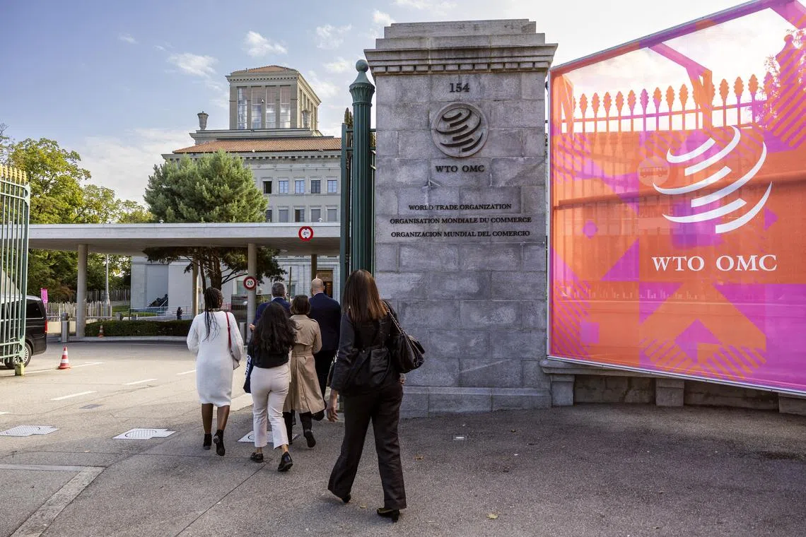 epa11596057 Delegates arrive for the opening of the WTO Public Forum 2024 entitled 'Re-globalization: Better Trade for a Better World', at the headquarters of the World Trade Organization (WTO) in Geneva, Switzerland, 10 September 2024. The WTO Public Forum 2024 will take place from 10 to 13 September in Geneva.  EPA-EFE/SALVATORE DI NOLFI