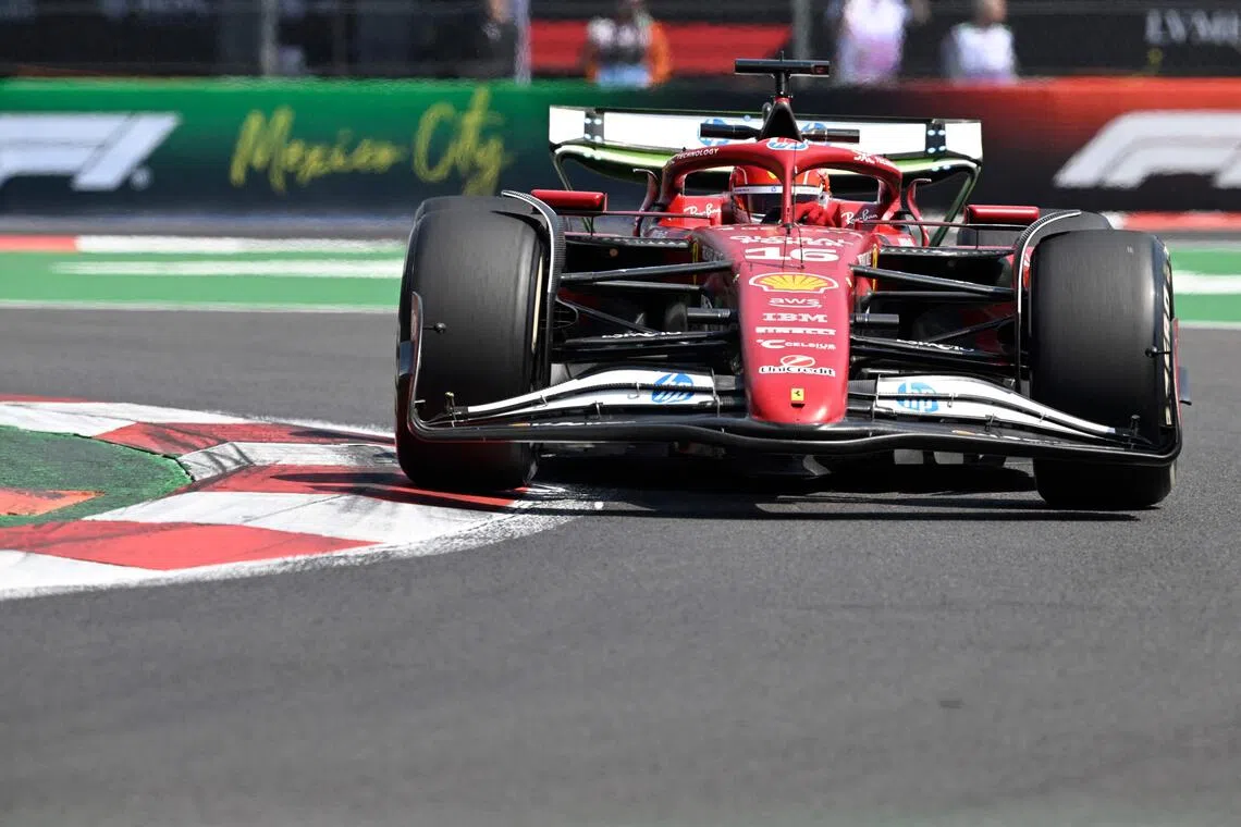 Ferrari's Charles Leclerc in action during the first practice session on Oct 24, ahead of the Mexican  Grand Prix.