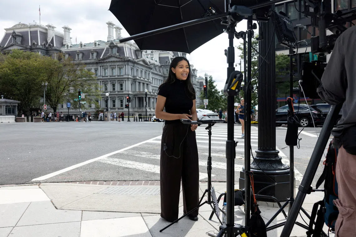 MS NOW correspondent Akayla Gardner outside the White House after US President Donald Trump banned three major news outlets from the White House.