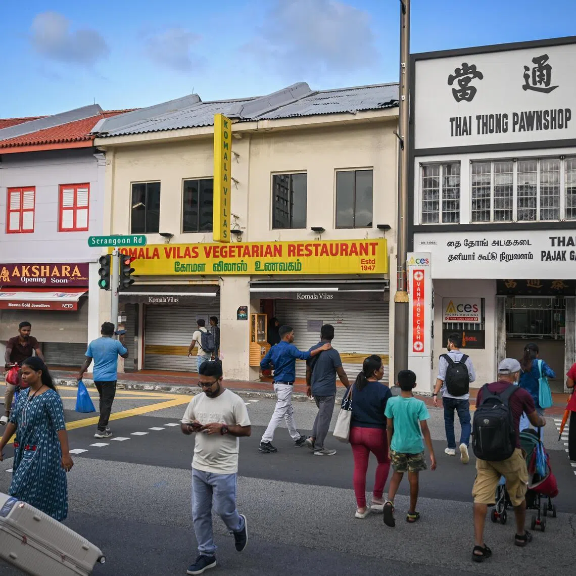 The shuttered Komala Vilas vegetarian restaurant on March 16.