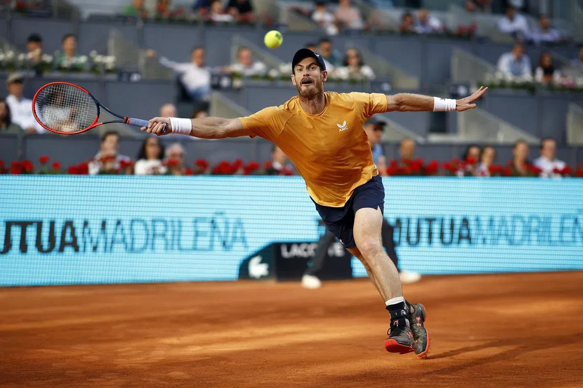 Britain's Andy Murray in action against Italy's Andrea Vavassori at the Madrid Open.