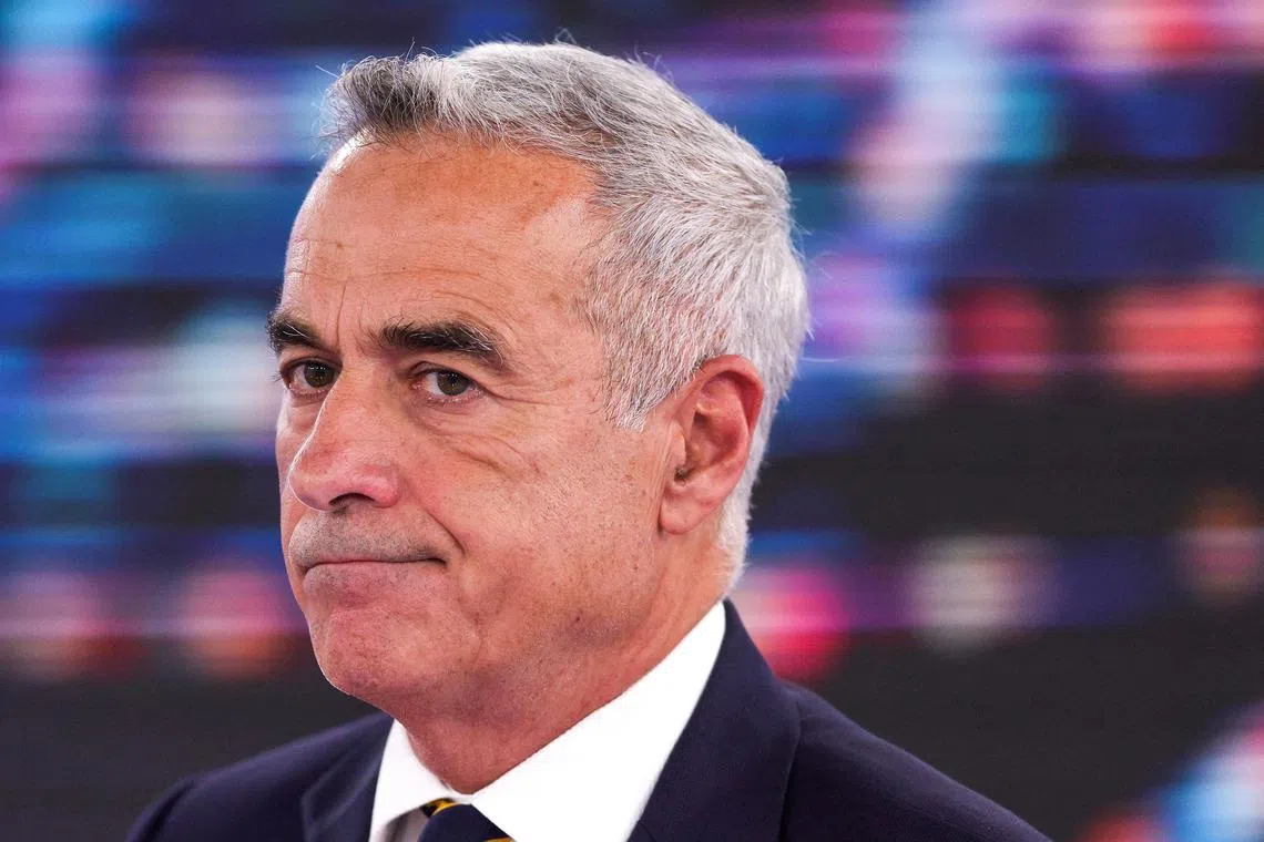 FILE PHOTO: Presidential candidate Calin Georgescu attends a televised debate in Bucharest, Romania, November 13, 2024. Inquam Photos/Octav Ganea via REUTERS/File Photo