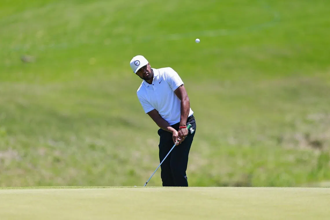 US golfer Tony Finau in action during the second day of the Mexico Open.