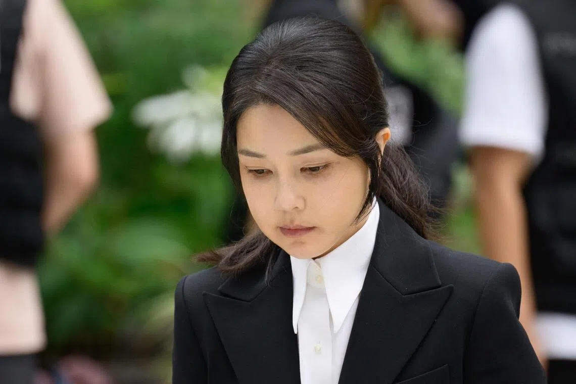 South Korea's former first lady Kim Keon Hee, wife of impeached former president Yoon Suk Yeol, arrives at the special prosecutor's office in Seoul on Aug 6.