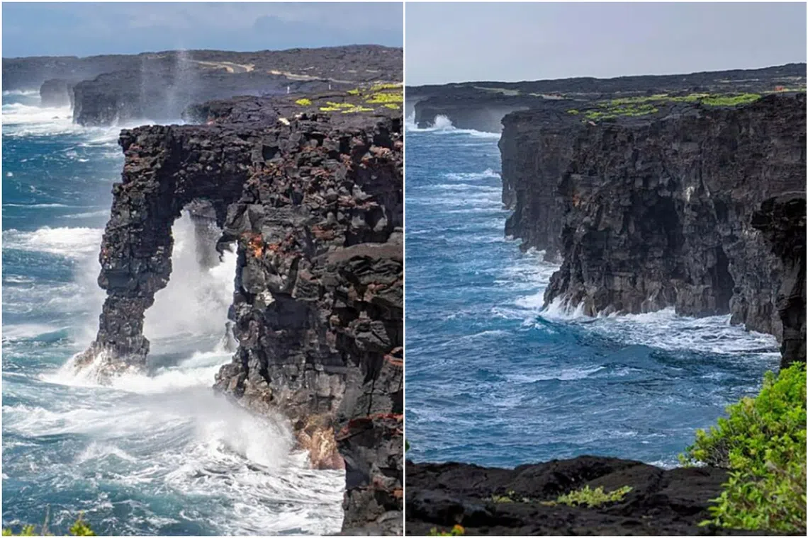 The Holei Sea Arch, a centuries-old Hawaii wonder, crumbles into the Pacific