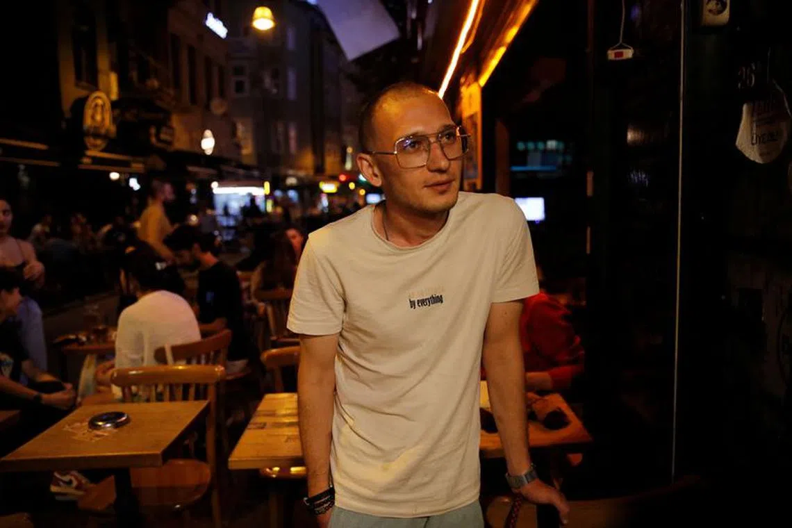 Adem Maarastawi, a 29-year-old Syrian activist, poses after an interview with Reuters in Istanbul, Turkey September 12, 2023. REUTERS/Dilara Senkaya