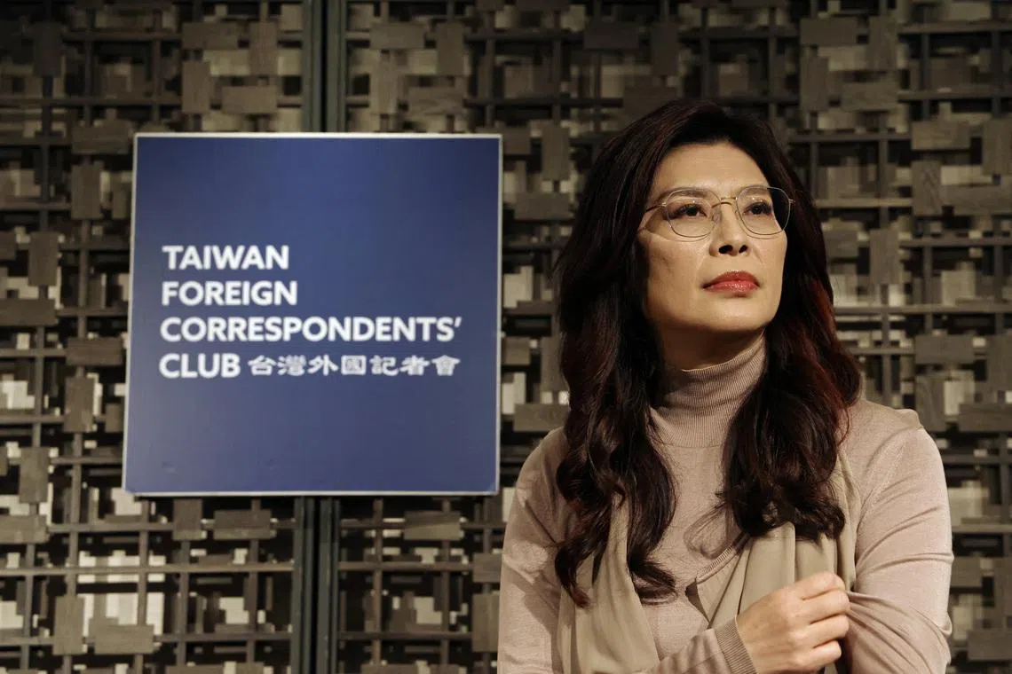 Kuomintang (KMT) Chairperson Cheng Li-wun attends a Taiwan Foreign Correspondents’ Club event in Taipei, Taiwan March 23, 2026.