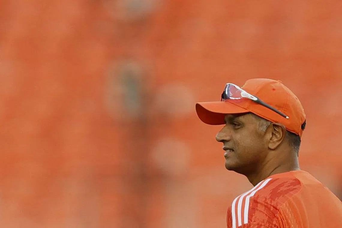FILE PHOTO: Cricket - ICC Cricket World Cup 2023 - India Practice - Narendra Modi Stadium, Ahmedabad, India - October 13, 2023 India head coach Rahul Dravid during practice REUTERS/Francis Mascarenhas/File Photo