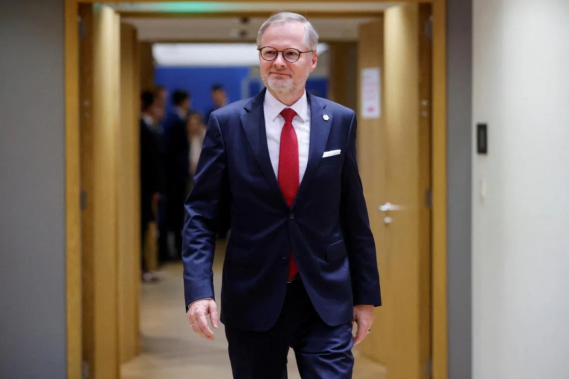 Czech Republic's Prime Minister Petr Fiala walks on the day of a European Union leaders informal summit in Brussels, Belgium June 17, 2024. REUTERS/Johanna Geron/File Photo