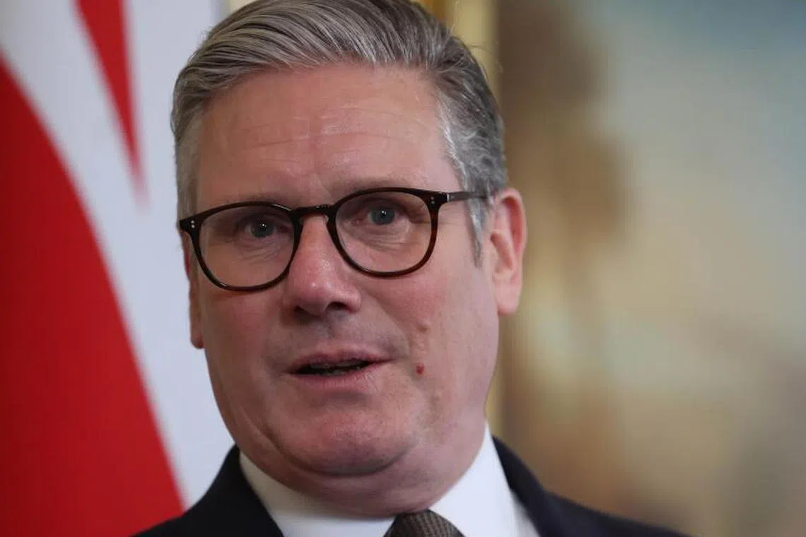 Keir Starmer, UK prime minister, during a meeting with Mia Mottley, Barbados's prime minister, at Downing Street in London, UK, on Friday, April 4, 2025. Mottley launched the Bridgetown Initiative in 2021, pushing rich nations to do more to support developing countries struggling with the impact of climate change. Photographer: Neil Hall/EPA/Bloomberg