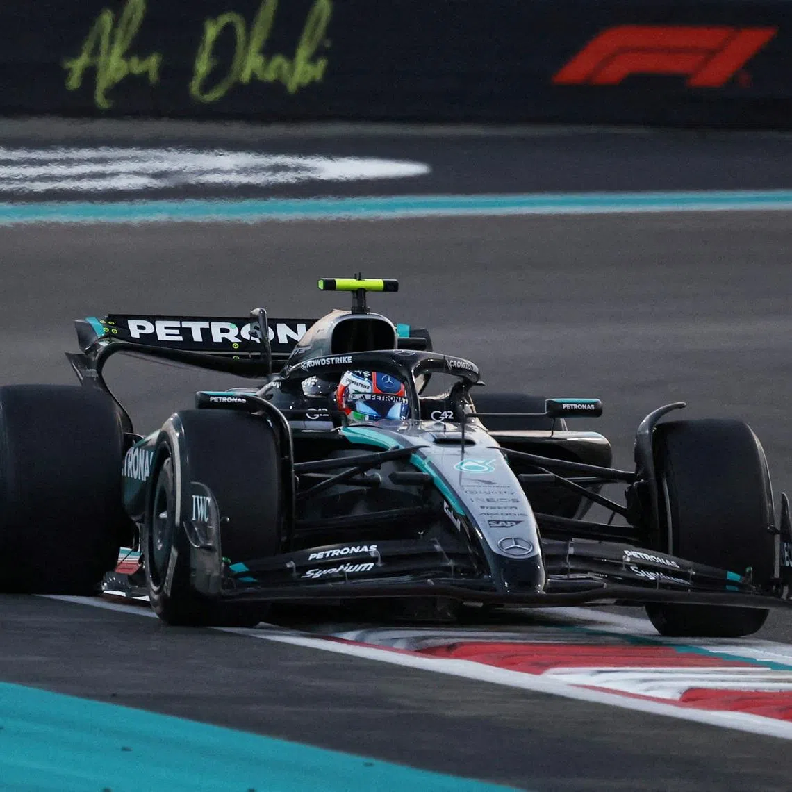 FILE PHOTO: Formula One F1 - Abu Dhabi Grand Prix - Yas Marina Circuit, Abu Dhabi, United Arab Emirates - December 7, 2025 Mercedes' Andrea Kimi Antonelli in action during the race REUTERS/Amr Alfiky/File Photo