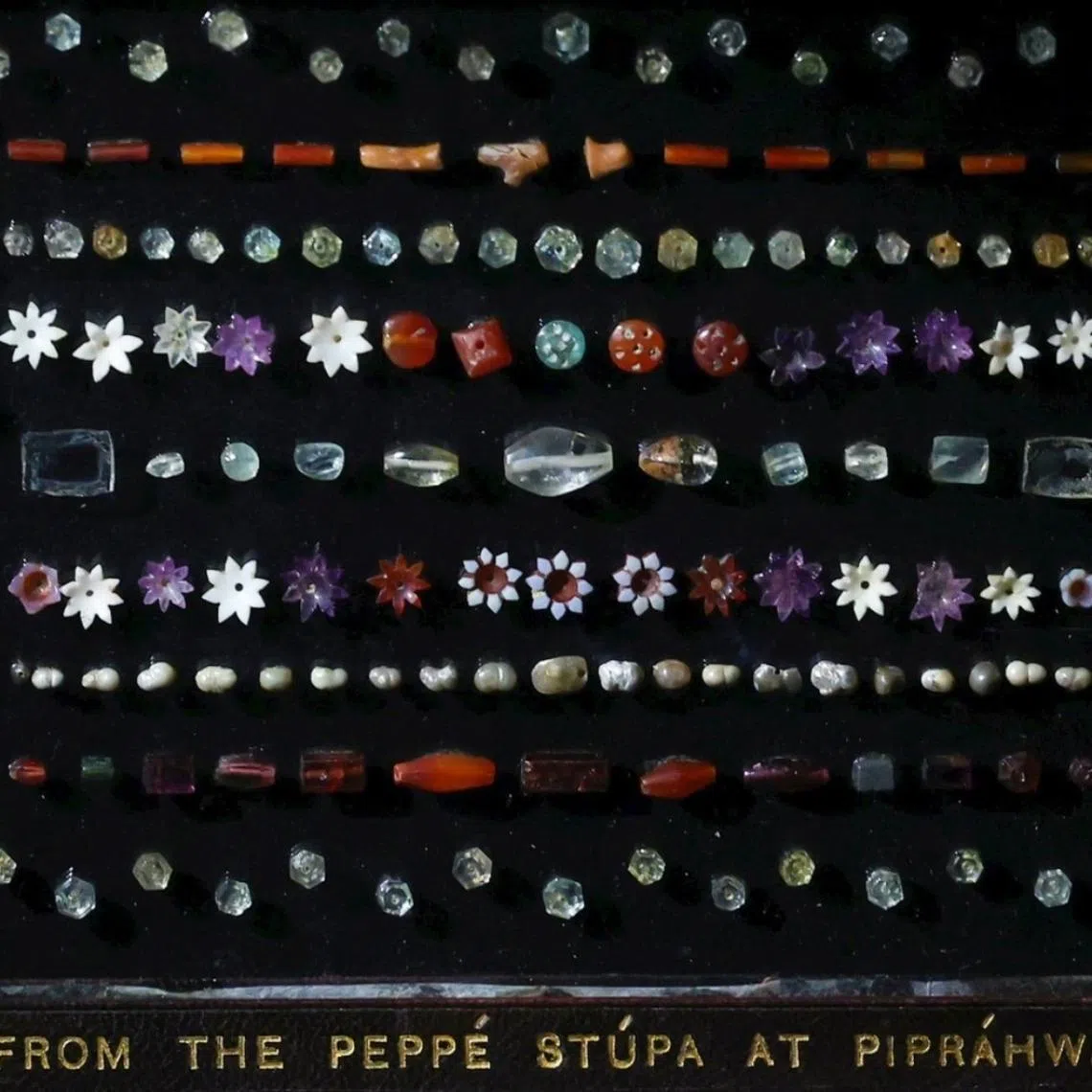 The Piprahwa gems are a collection of more than 300 precious stones and ornaments believed to have been buried with relics of the Buddha.