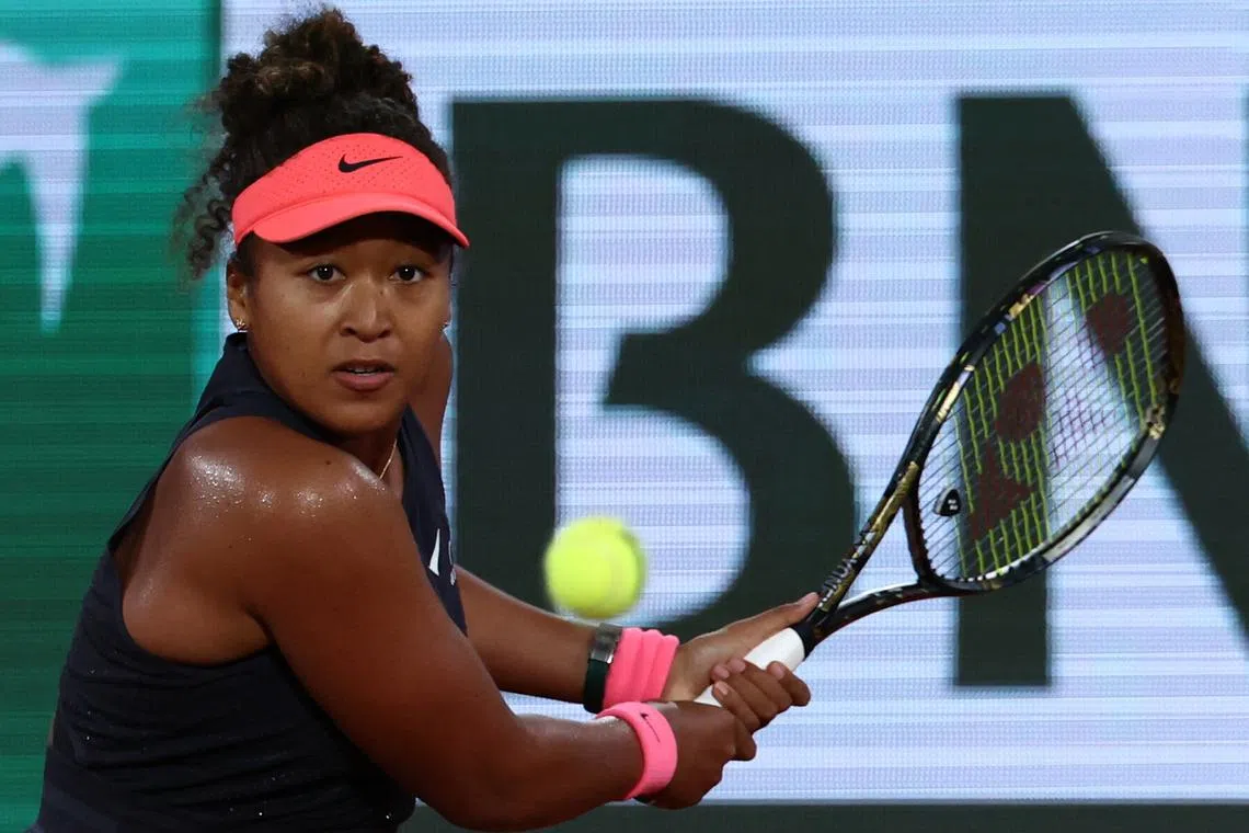 Tennis - French Open - Roland Garros, Paris, France - May 29, 2024 Japan's Naomi Osaka in action during her second round match against Poland's Iga Swiatek REUTERS/Stephanie Lecocq